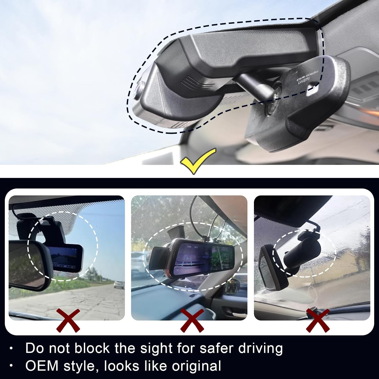 Mangoal 4K Front+080P Rear Dash Cam for Cadillac Escalade/Escalade ESV 2015-2020