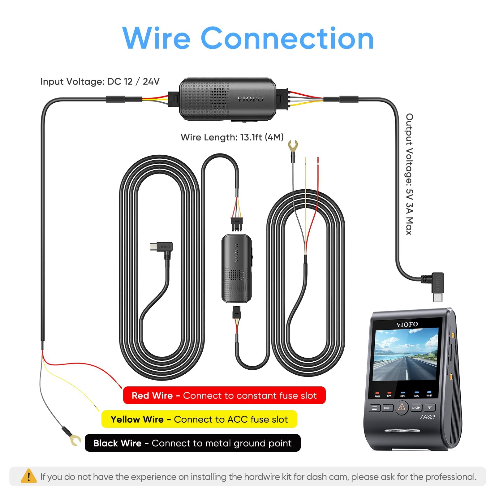 VIOFO Type-C HK6 Acc Hardwire Kit with 8PCS Full Set Circuit Fuse Tap for A32…
