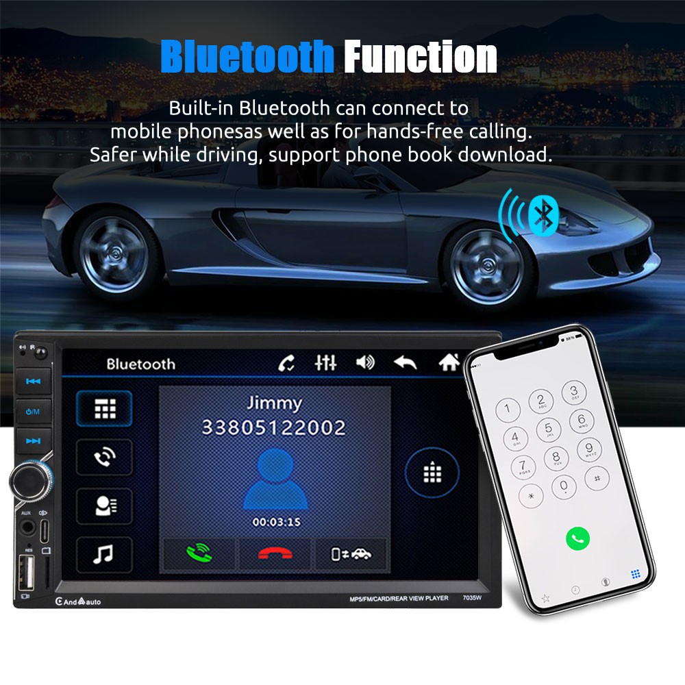 Apple CarPlay 7″ Double 2Din Car Stereo Radio Android Auto Touch Screen BT + Cam