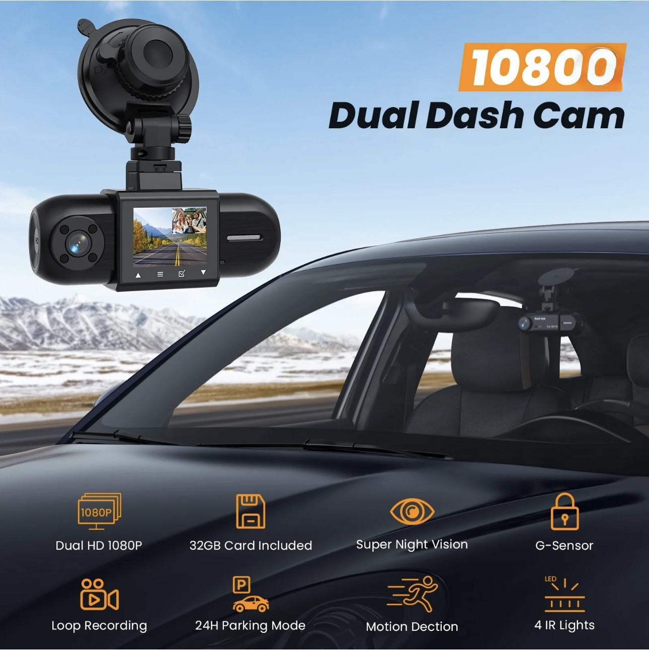 NEXPOW Dash Cam Front and Inside, 1080P FHD Car Camera with Rear IR Night Vision