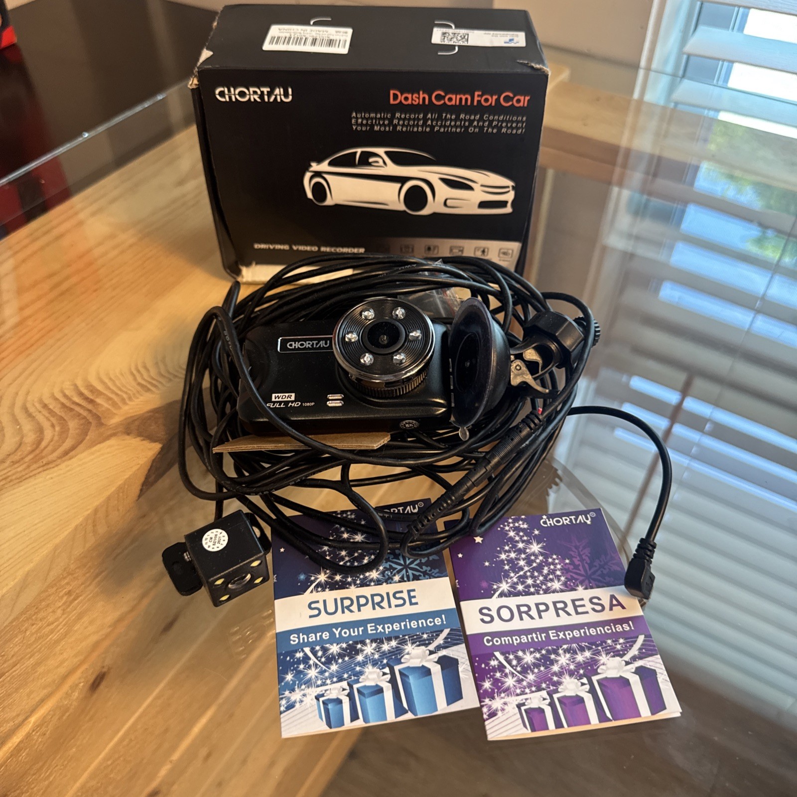 Chortau Dual HD Dash and Backup Cam, Night Vision, G-Sensor Parking Monitor Cpix