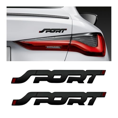 2 PCS Metal Car Sport Sticker, 3D Raised Car Fender Badge Front & Rear Black
