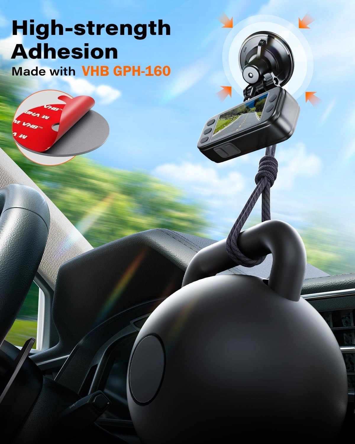2.15″ Round Adhesive Sticky Pads for Dash Cam – 5 Pack VHB Accessories Dashboard