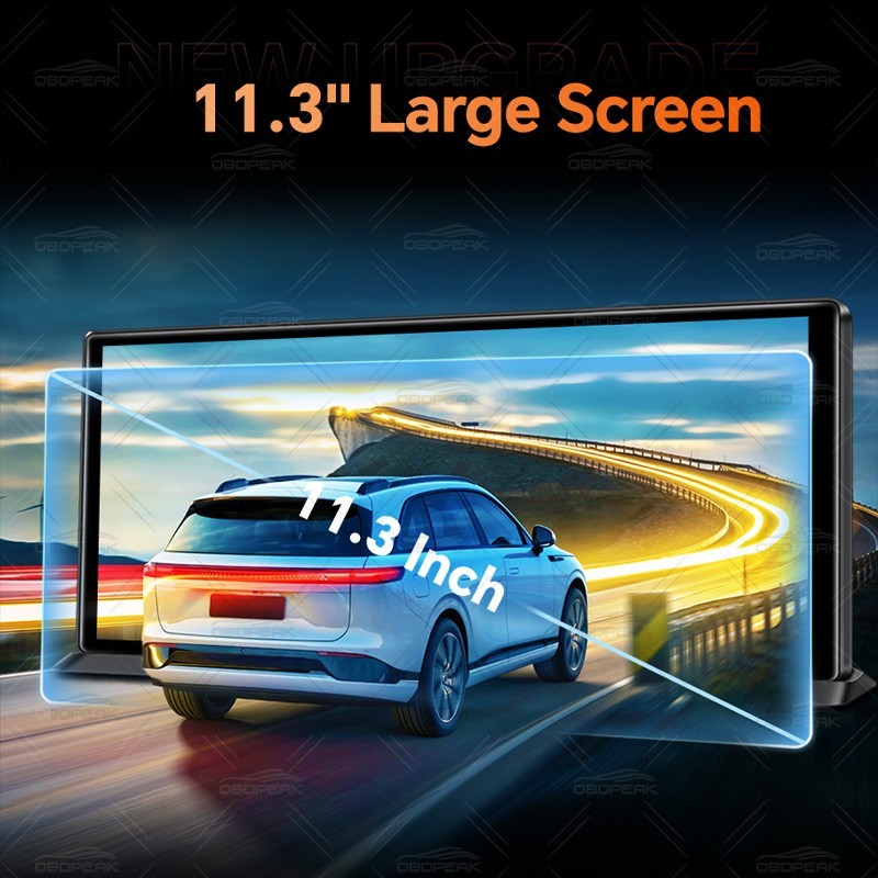 11.3″ CarPlay Android Auto 5K Dash Cam GPS WiFi Dual Camera 28.7cm with 64G card