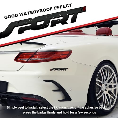 2 PCS Metal Car Sport Sticker, 3D Raised Car Fender Badge Front & Rear Black