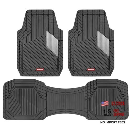 MetallicGuard Car Floor Mats Full Set – Durable Rubber Floor Black & Silver