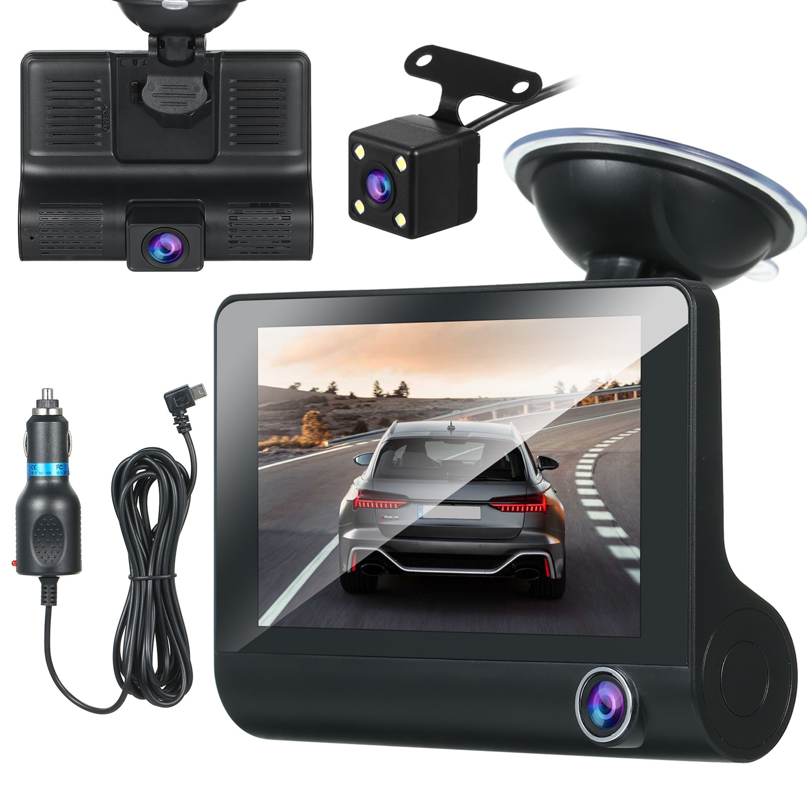 1080P Full Dash Cam With 4 Inch IPS Screen Front And Rear Dual Dash E3Z5