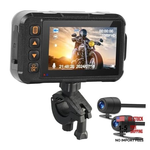 Motorcycle Dash Cam, 3″ Screen Motorbike Camera Front and Rear Dual Lens