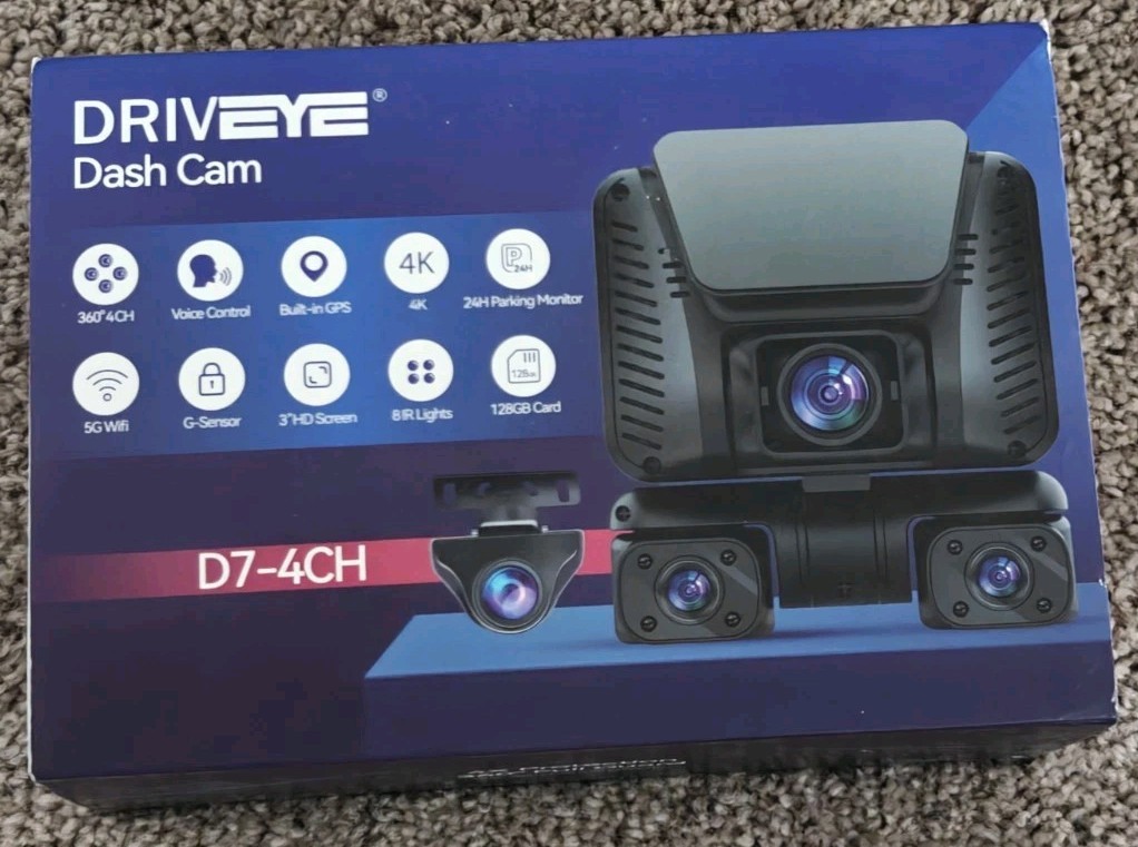 Driveye Dash Cam D7-4CH, 360 degree CH, 4k,