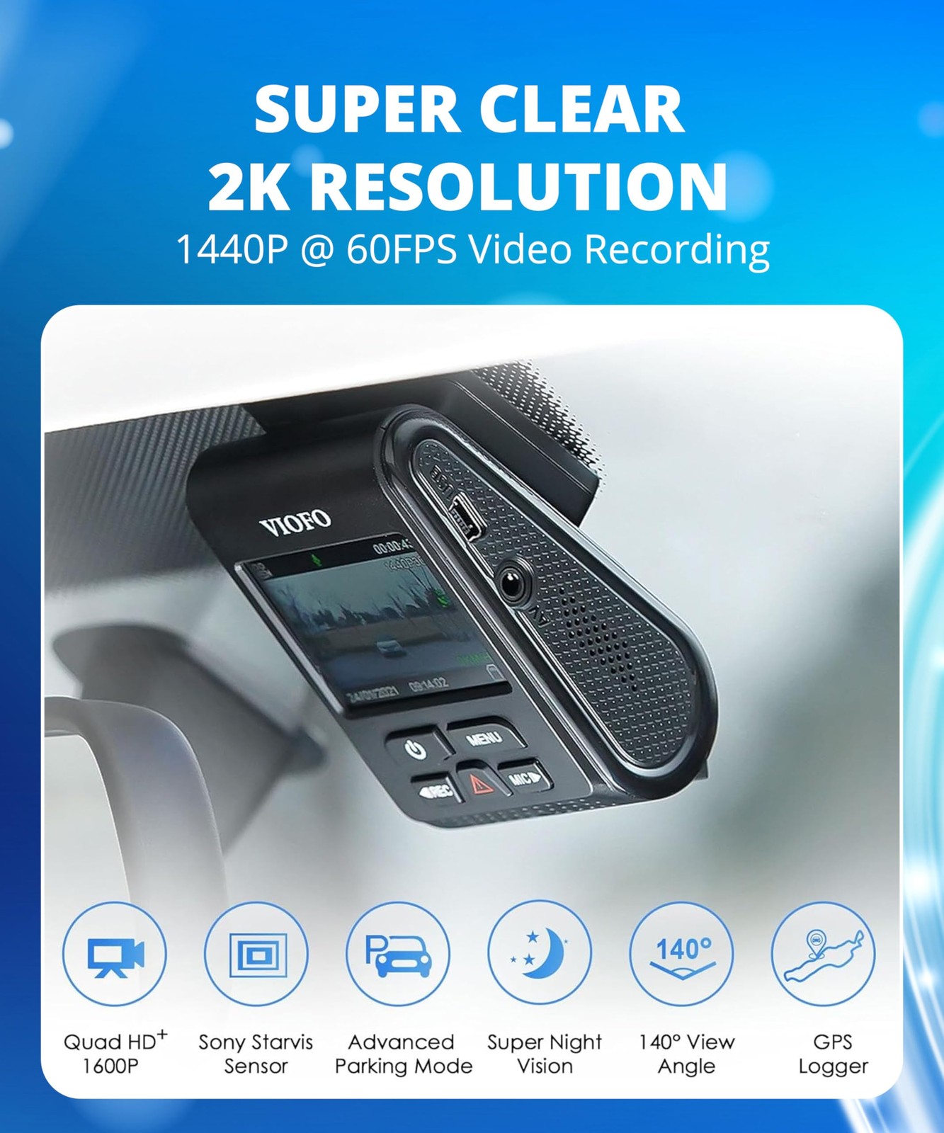 Dash Cam A119 V3 2K 2560x1440P Quad HD+ 60FPS Front Car Dash Camera, 5MP STAR…