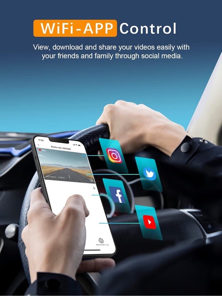 Dash Cam WiFi FHD 1080P Car Camera, Front Dash Camera for Cars, Mini Dashcams