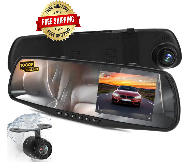 Espejo Retrovisor Con Camara Delantera y Trasera 3EN1 Coche Dash Cam Video DVR