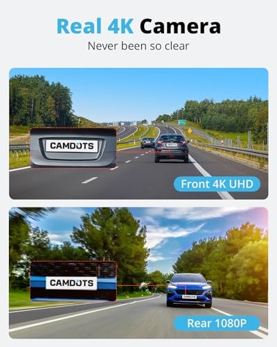 CAMDOTS 4K DASH CAM FRONT AND REAR, GD10 UPGRADED VERSION 3″ IPS TOUCHSCREEN –