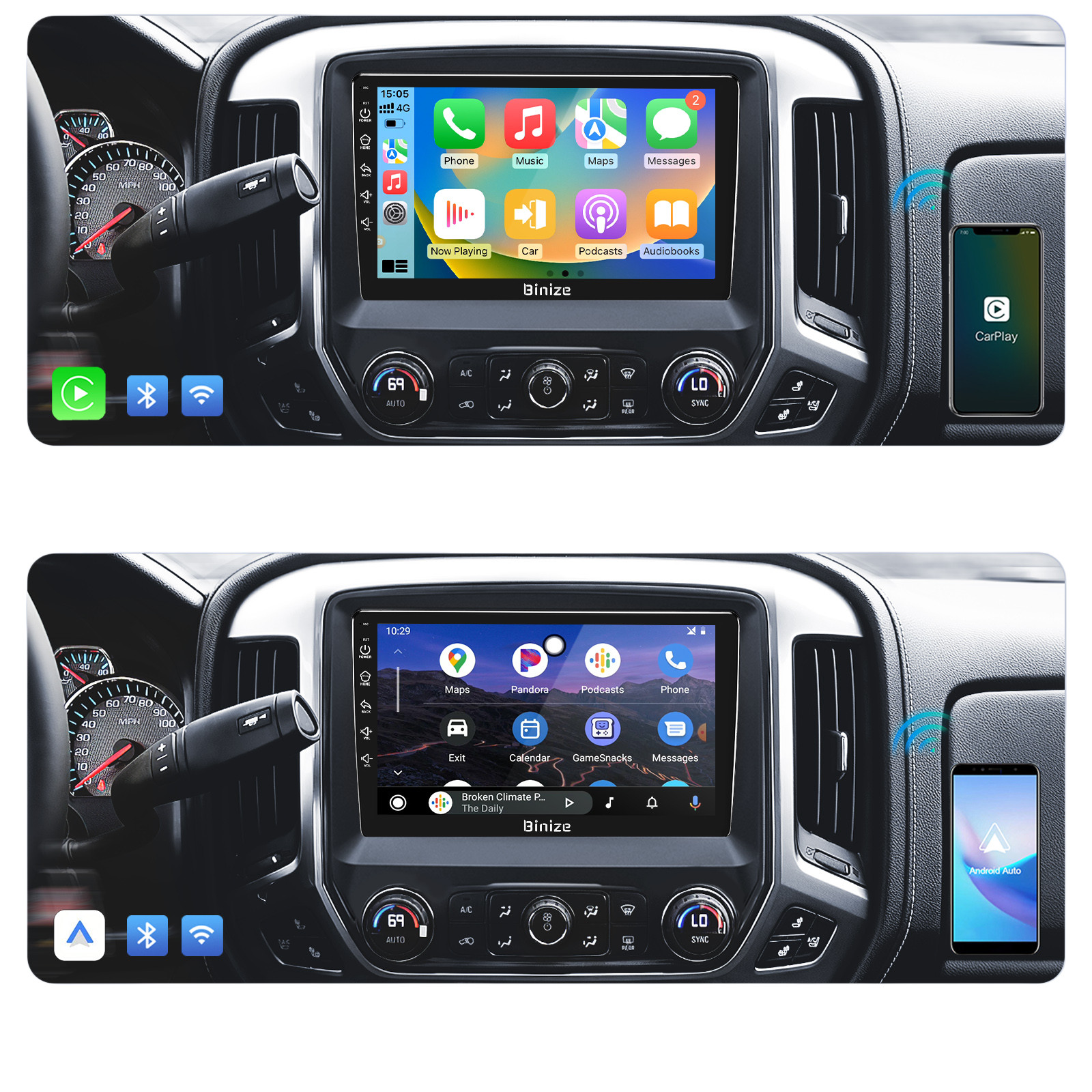 Radio Android Car Stereo GPS CarPlay For GMC Sierra Chevy Silverado 2014-2018