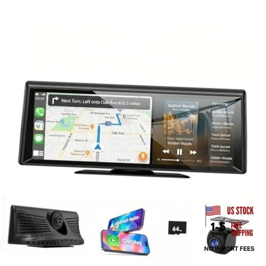 8.1″ Wireless CarPlay Screen with 2K Dash Cam & 1080P Backup 8.1 Inch CarPlay