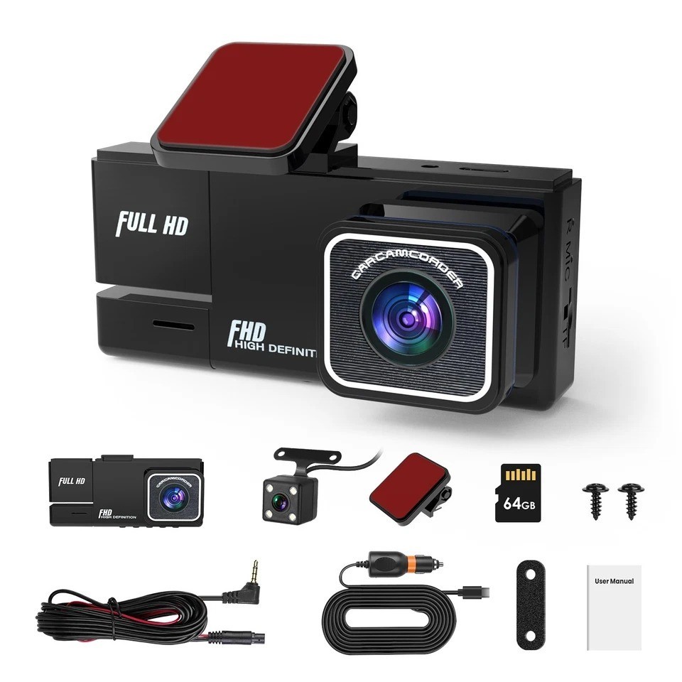 WiFi 1080P Car Dash Cam 3 Channels Front Rear Inside Dash Camera Night Vision