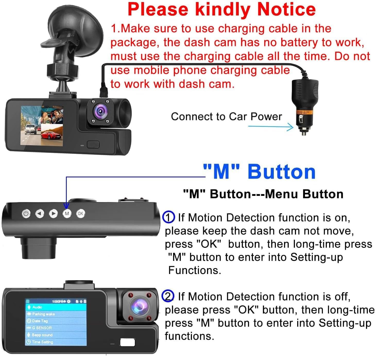 1080P Dual Dash Camera for Car Front and Inside Dashcam Car Security Video Re…