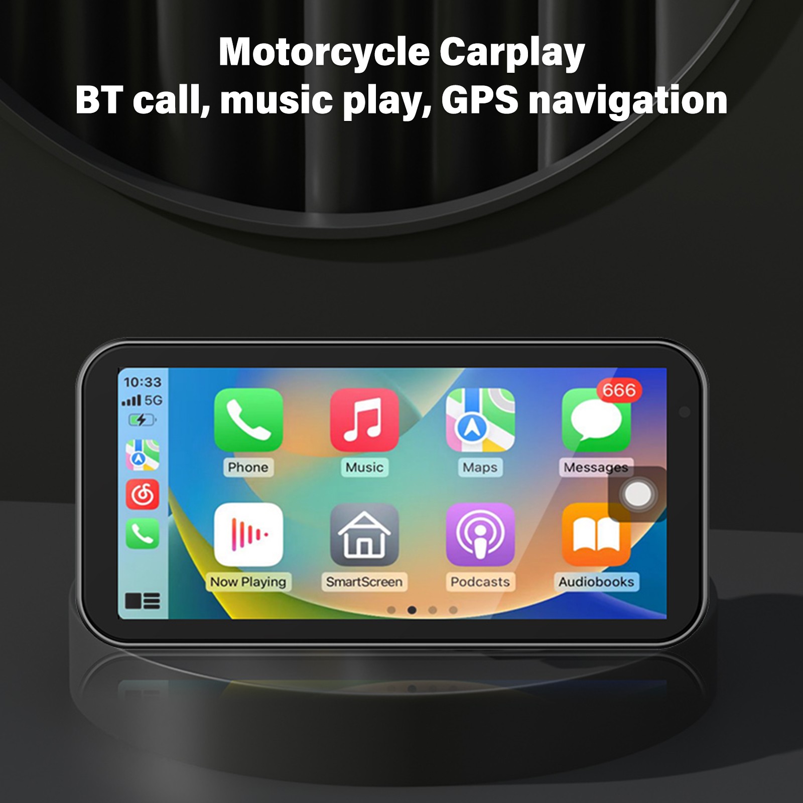 6.25″ Motorcycle GPS Navigator Wireless CarPlay Android Auto with HD Camera IP67