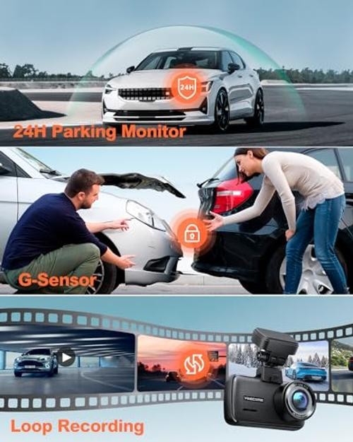 4K Dash Cam, Built-in WiFi GPS, Touch Screen Car Camera, 24Hr Parking Monitor,