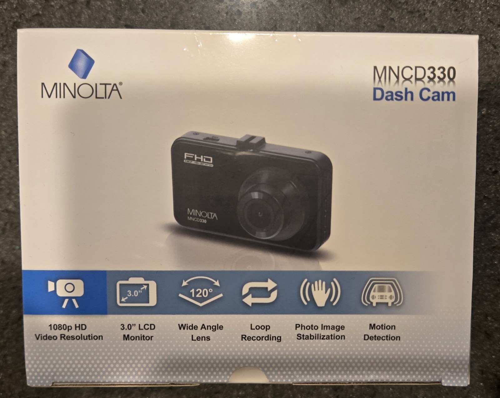 Still Wrapped NIB Minolta MNCD330 Dash Cam Black 3.0″ LCD Monitor 1080p Full HD