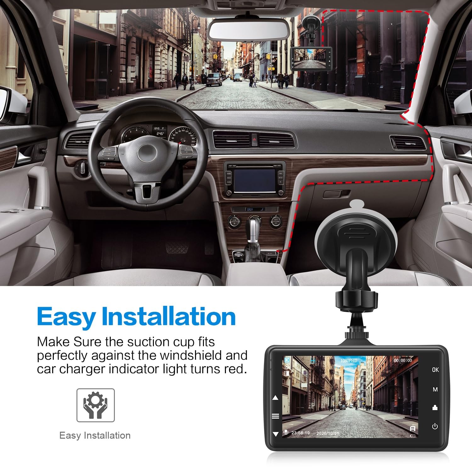 Dash Cam Front with 32G SD Card, BOOGIIO 1080P FHD Car Driving Recorder 3” I…