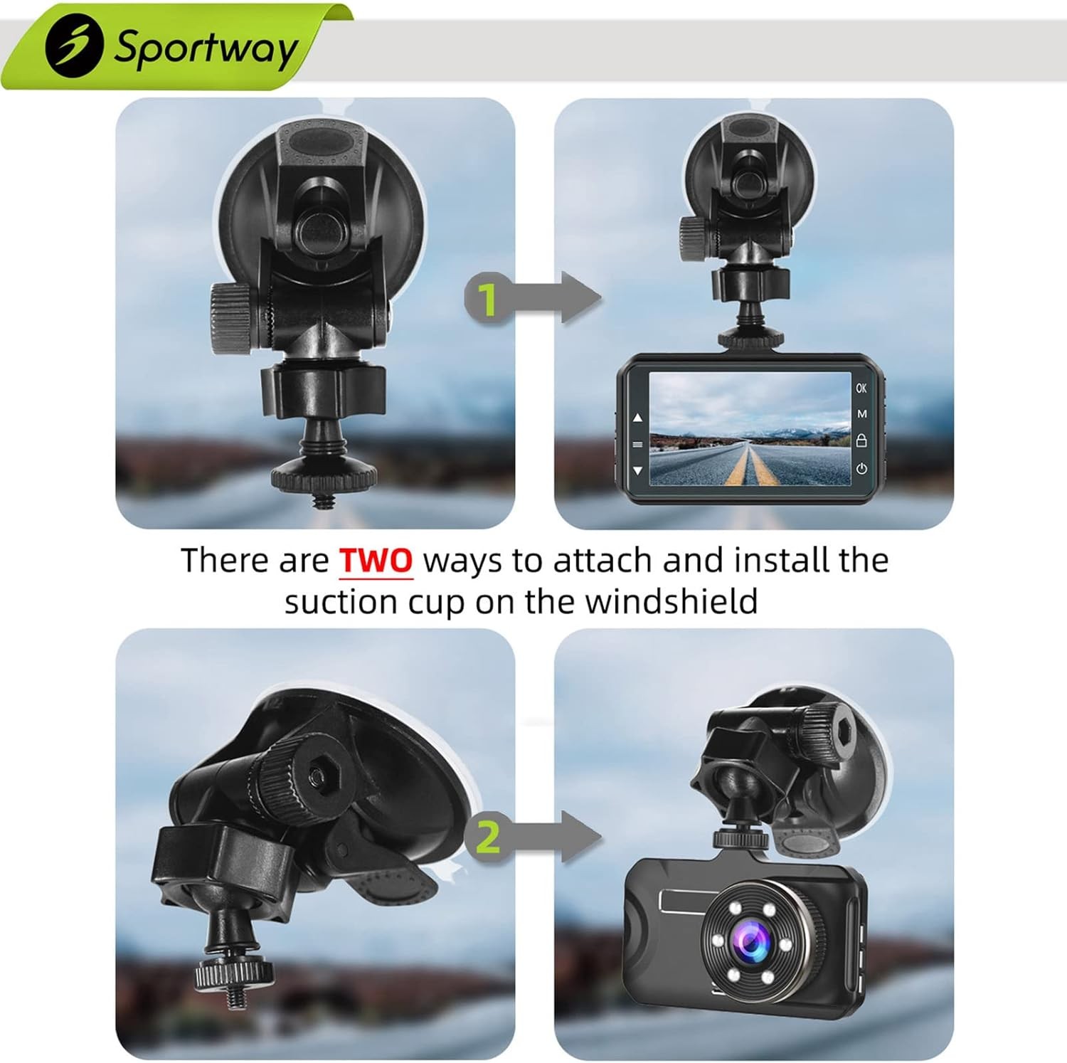 Sportway S30 Dash Cam Suction Mount (2Nd Gen) with 10Pcs Joints for Rexing,Z-Edg
