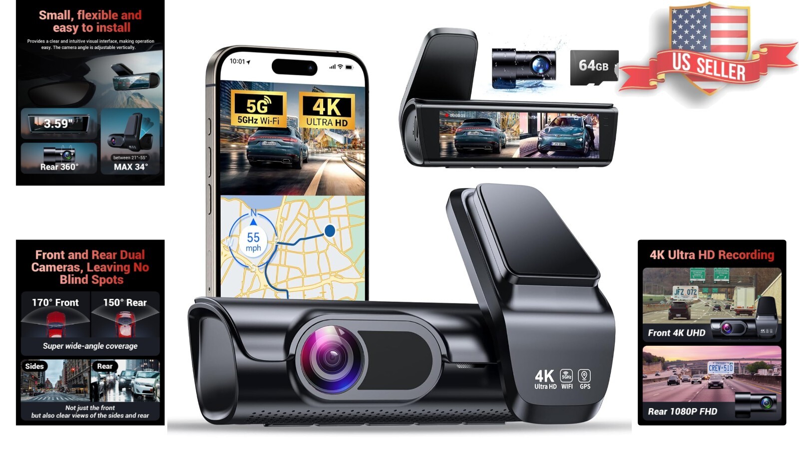 170° Wide-Angle 4K Dash Camera w/Built-in GPS & Night Vision – Safety Assured
