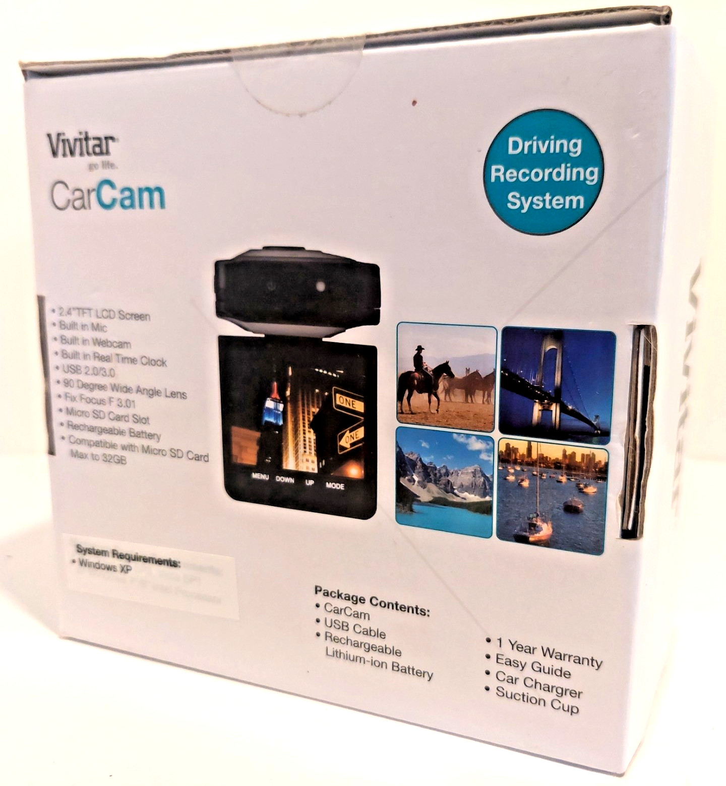 Vivitar CarCam Security HD 2.4” Flip Screen 90° Wide-Angle Lens Mic NEW Open Box