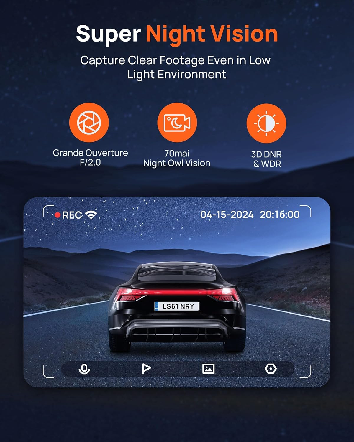 70Mai M310 Dash Cam 1296P – Smart Front Built-in Car Camera QHD