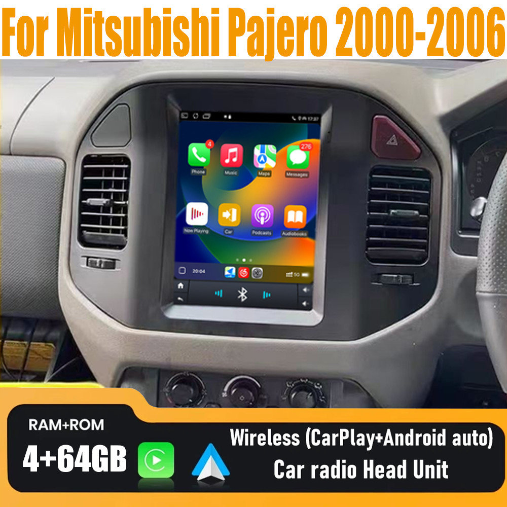 9.7”Wireless Carplay Android Auto Head Unit Kit For Mitsubishi Pajero 2000-2006