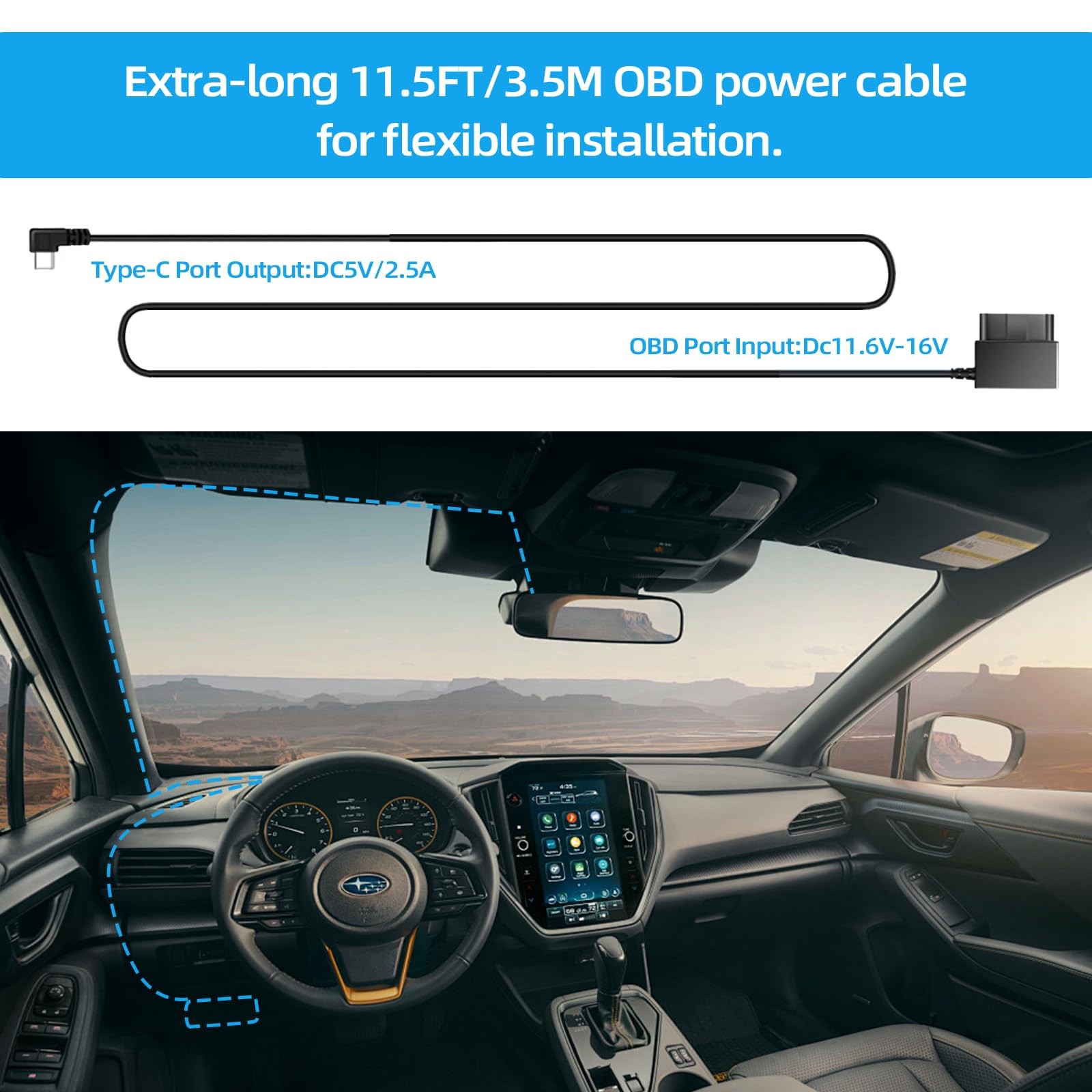 Dash Cam Hardwire Kit，OBD Power Cable for Dash Camera ，USB Type C Adapter Har…