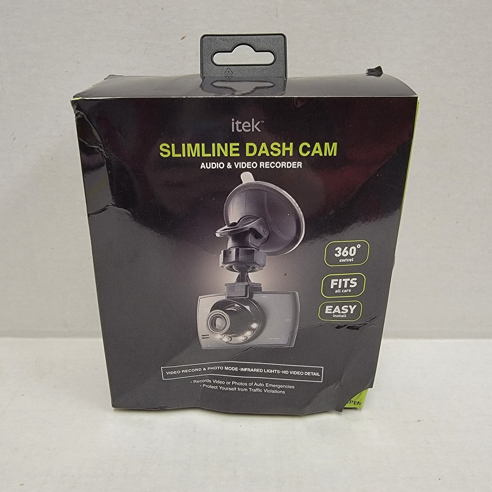 NEW iTek Soundlogic Slimline HD Dash Cam Audio & Video Recorder DISHEVELED BOX