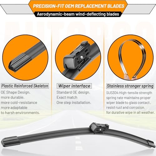3-Pack Windshield Wiper Blades for Audi Q5 2018-2024, Original Equipment