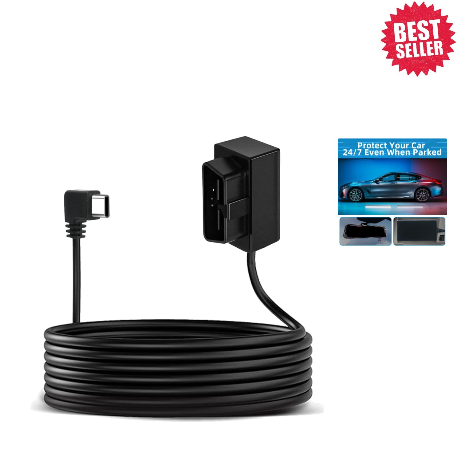 Dash Cam Hardwire Kit: USB-C with Low Voltage Protection & Easy Install