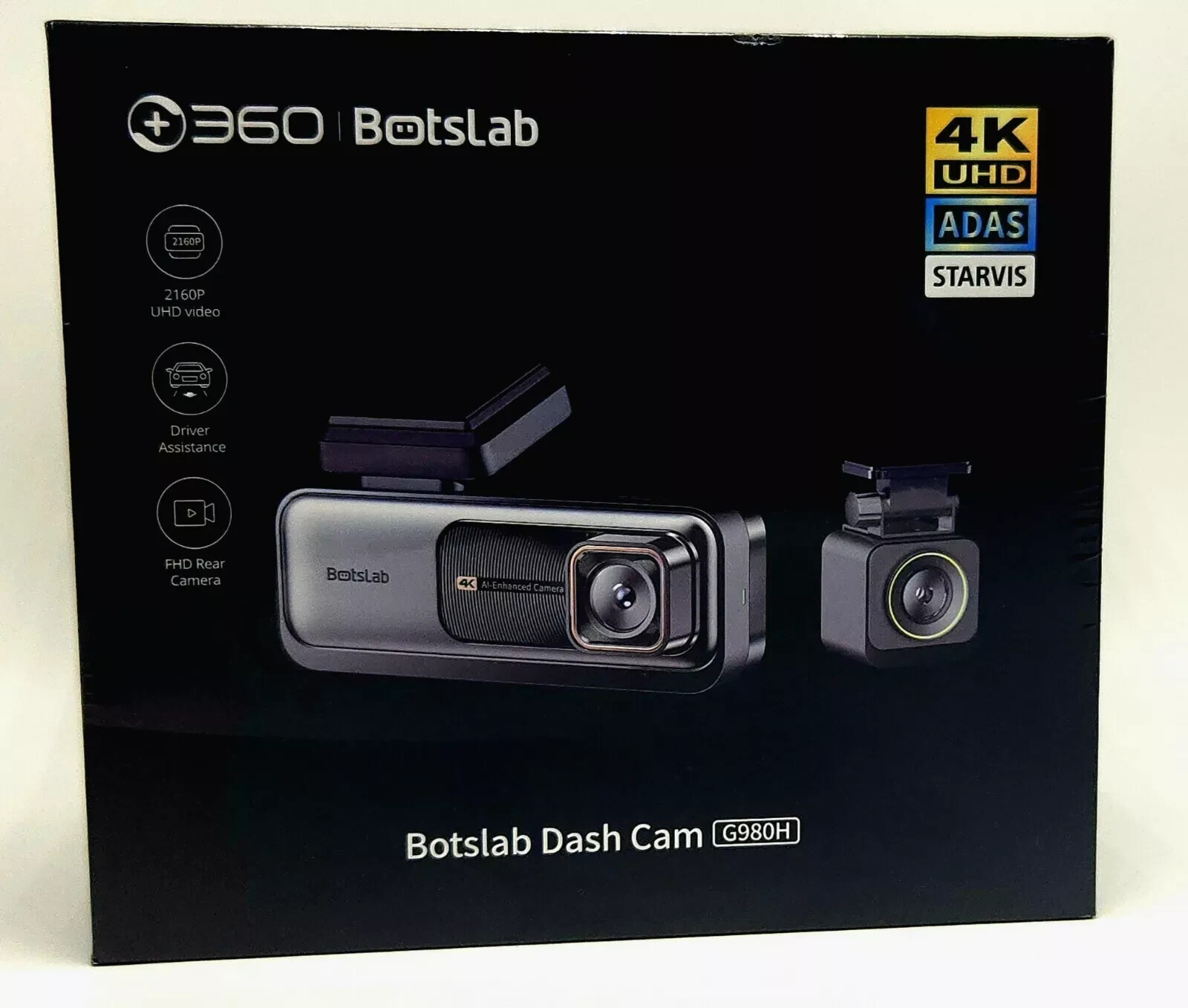 4K Dash Cam Front & Rear, Botslab 360 Ultra Wide W/ADAS, Night Vision. G980H MIB