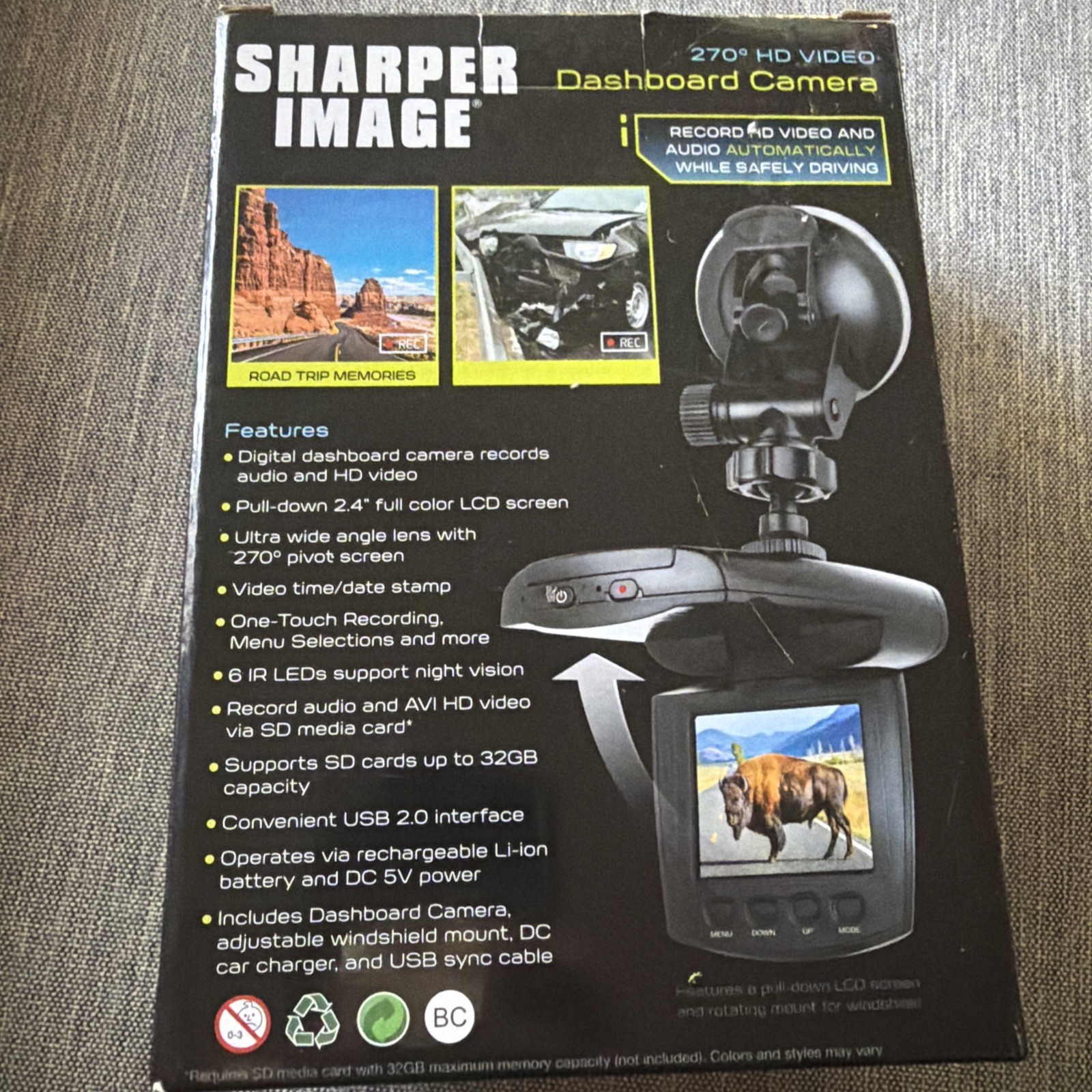 Sharper Image 270 HD Video Dashboard Camera Opened Box but Never Used