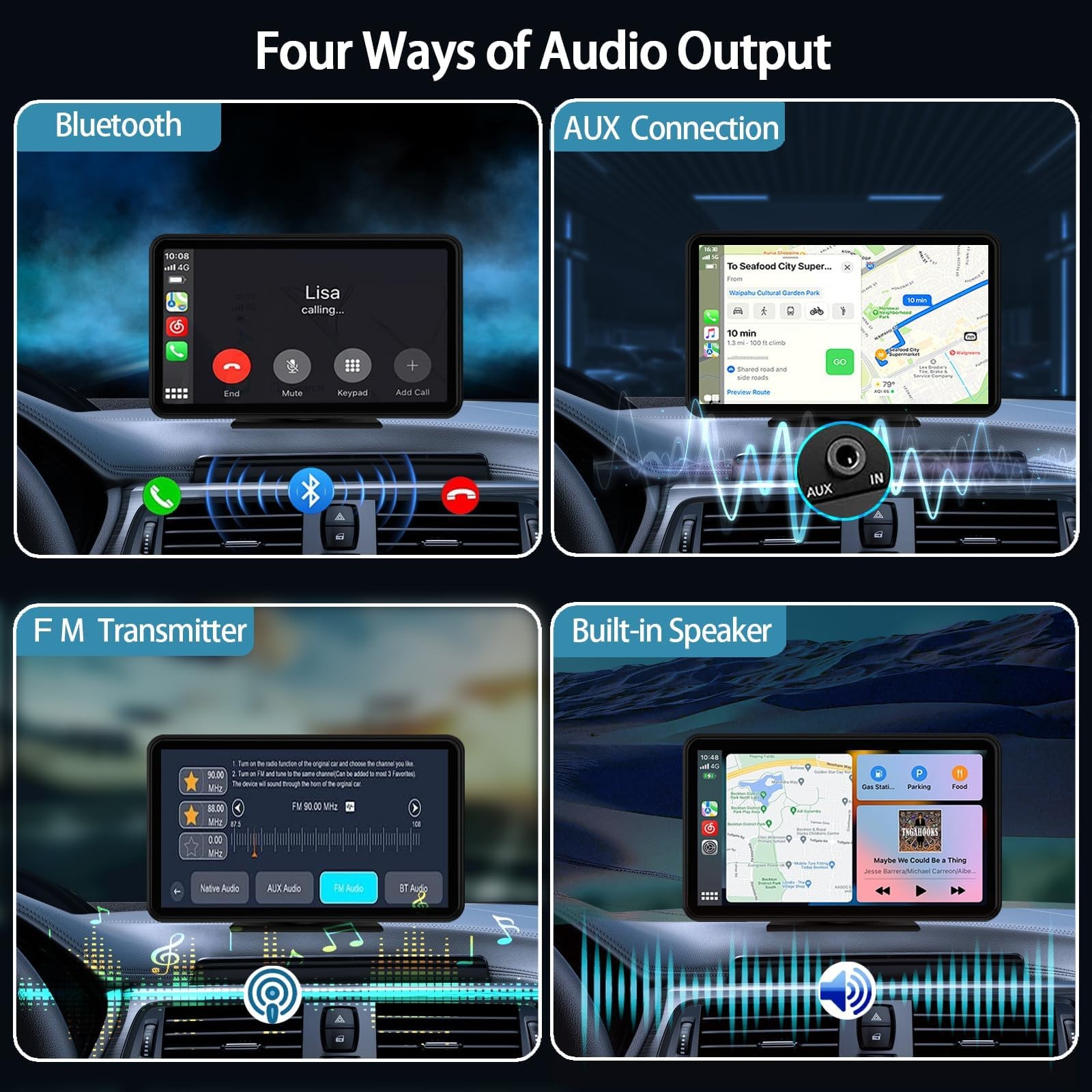 APOKAMORI Wireless Portable Touchscreen Car Stereo Bluetooth Voice Control 7″