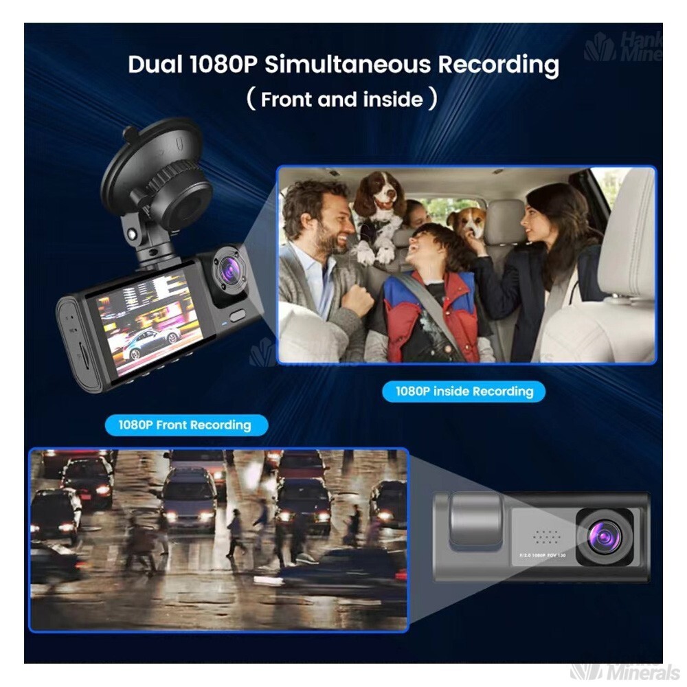 Car HD 1080P Dash Cam Front/Rear/Inside Dual Lens Video Recorder Camera G-Sensor