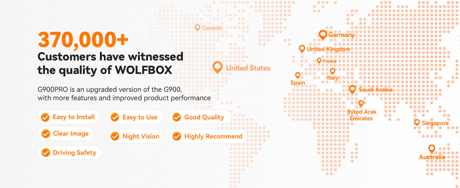 WOLFBOX G900PRO 4K Mirror Dash Cam Front and Rear with OEM Bracket&Hardwire Kit