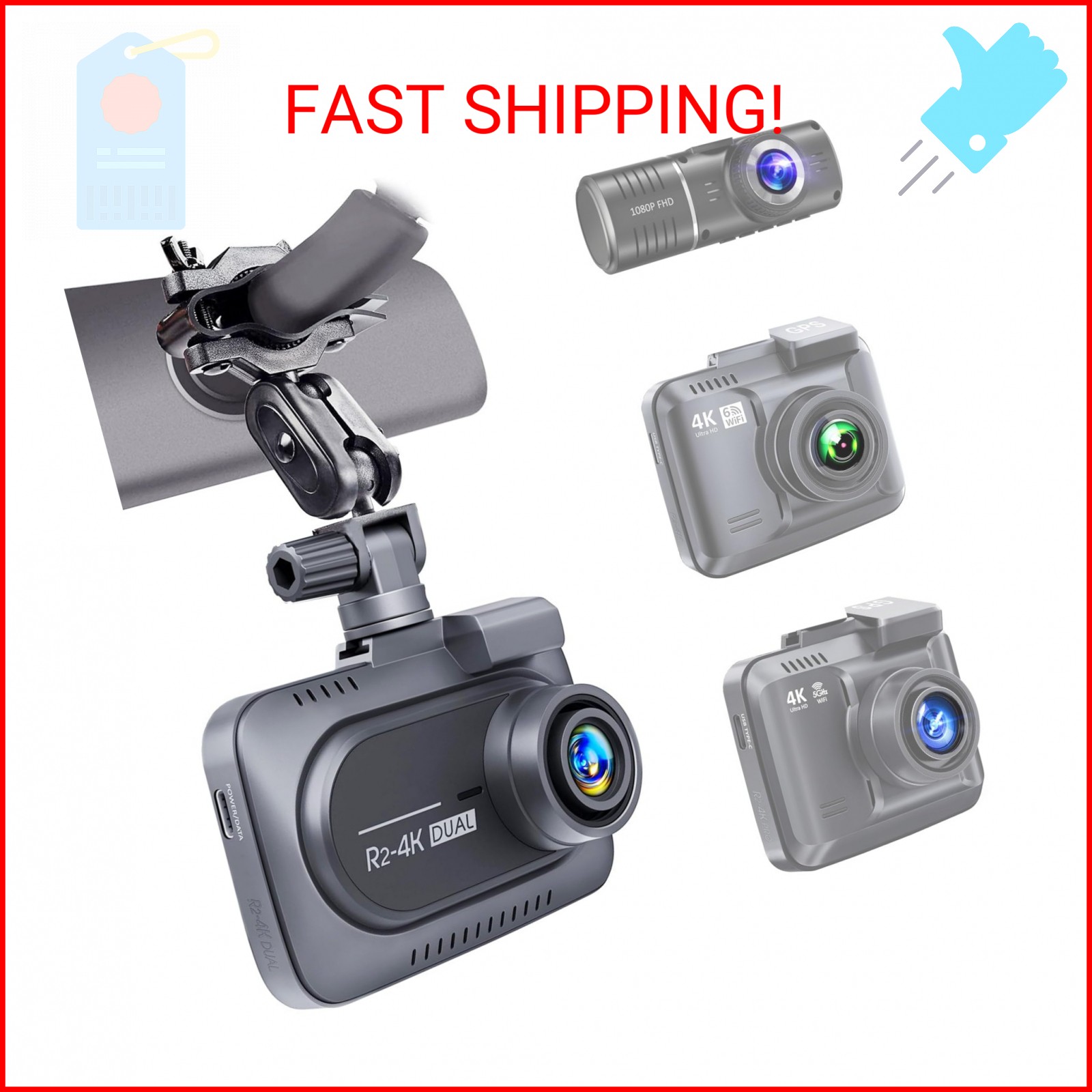 Universal Dash Cam Mount for Rove R2-4K, R2-4K Pro, R2-4K Dual, Redtiger Dash Ca