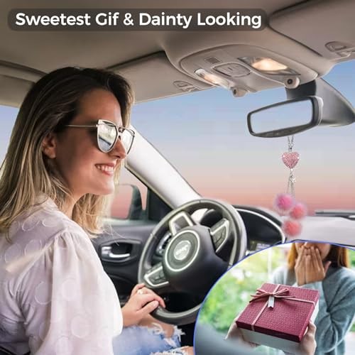 Pink Bling Car Accessories Interior for Women – Girly Crystal Car Pink-ball