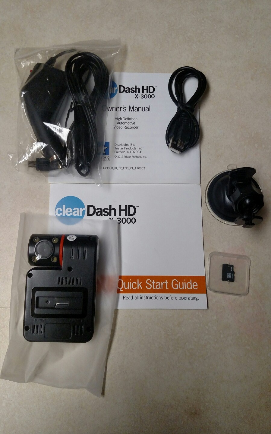 ClearDash HD X-3000 Car DVR HD Dash Camera with 8GB Memory Card Included