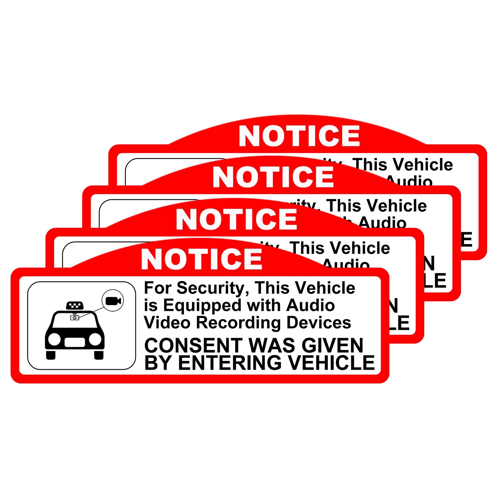 4 Pcs Camera Audio Video Recording Window Cars Stickers, in Car Camera Recording