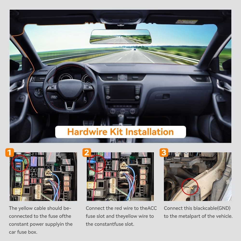 Kit cableado USB C WOLFBOX para dash cam G850/G840/G930, monitor de estacionamie