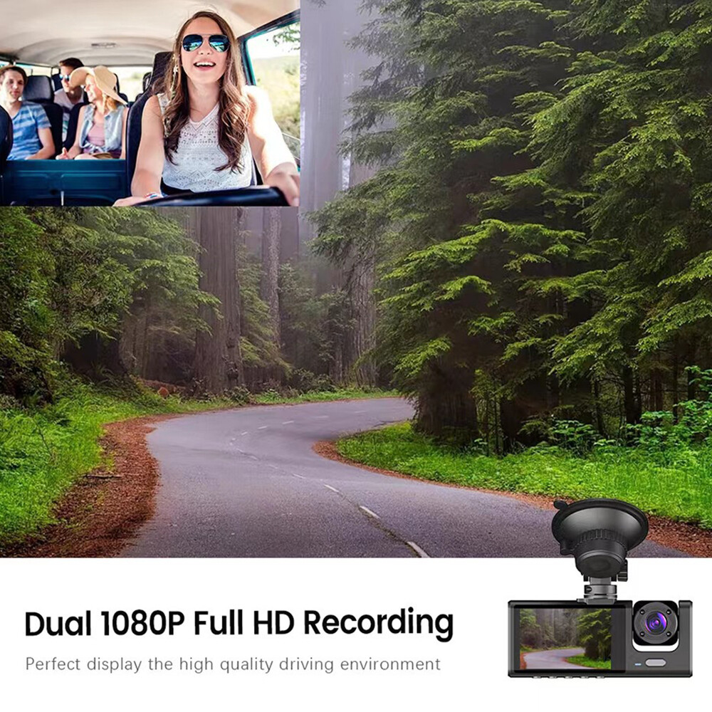 Dash Cam Car HD 1080P Front/Rear/Inside 3Lens 32G Video Recorder Camera G-Sensor
