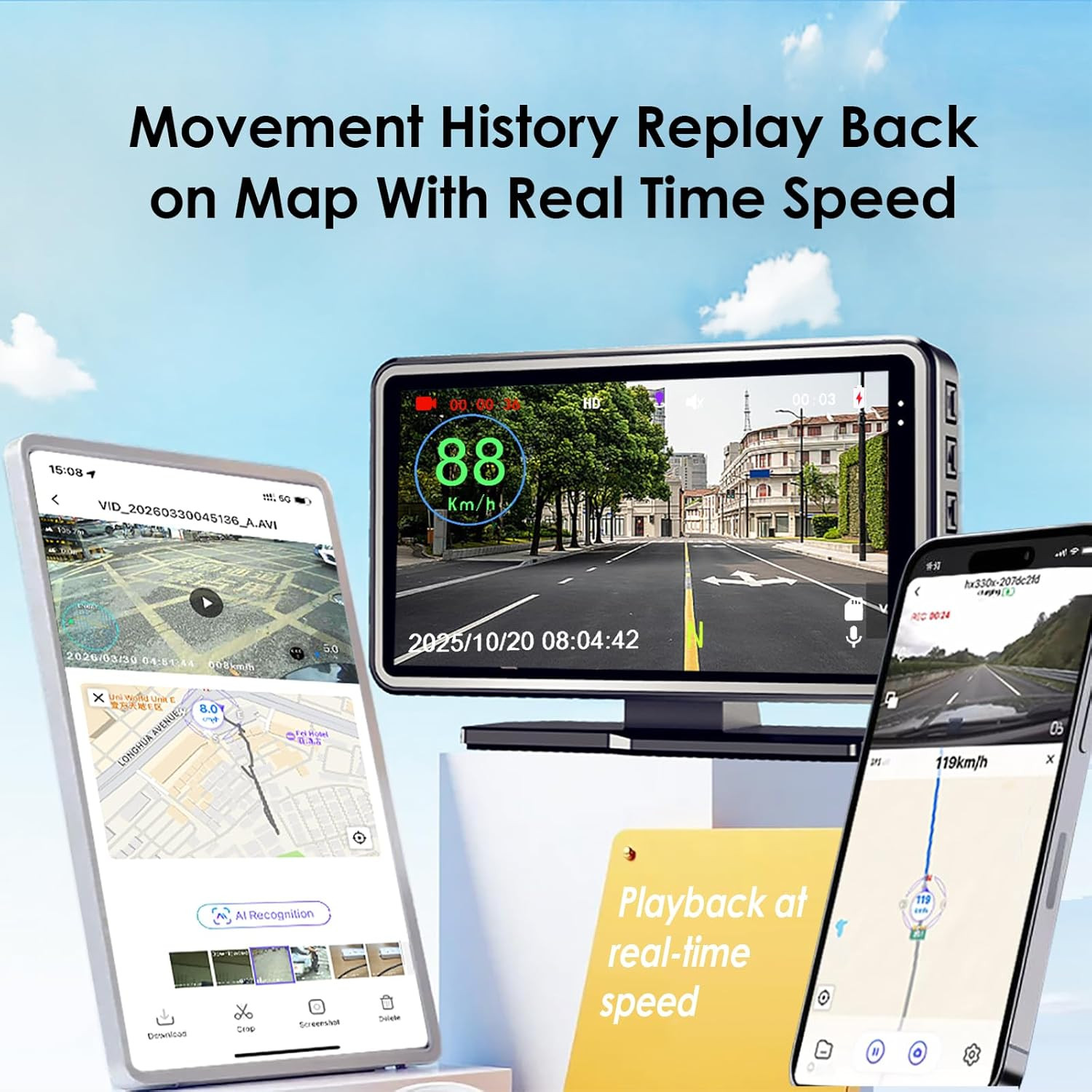 New Universal Car HUD DVR & Driving Speed Display 2 in 1, Digital Speedometer Co