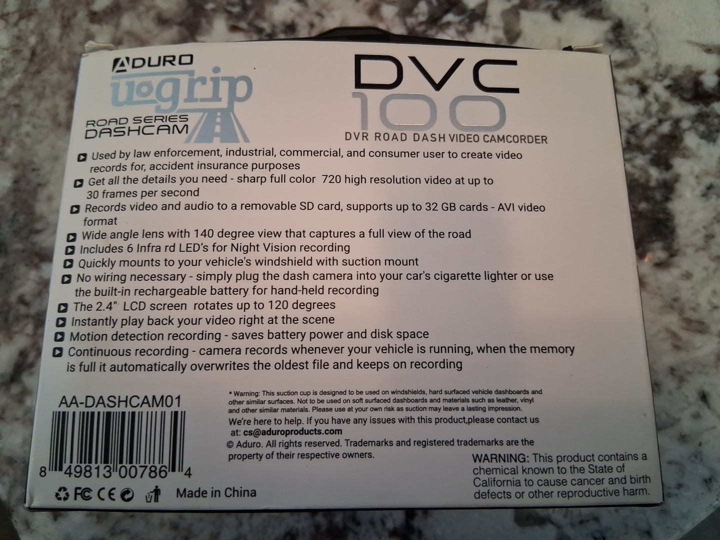 Aduro Uogrip Dashcam DVC 100 DVR Nightvision 2.4″LCD Screen New