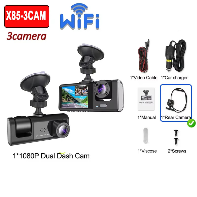 Dash Cam for Cars Camera for Vehicle Recorder Video Front and Rear Camera Night