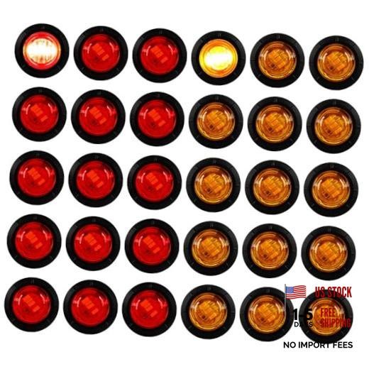 3/4 Inch Mount Red&Amber LED Clearance Bullet Side LED Marker Lights amber&red
