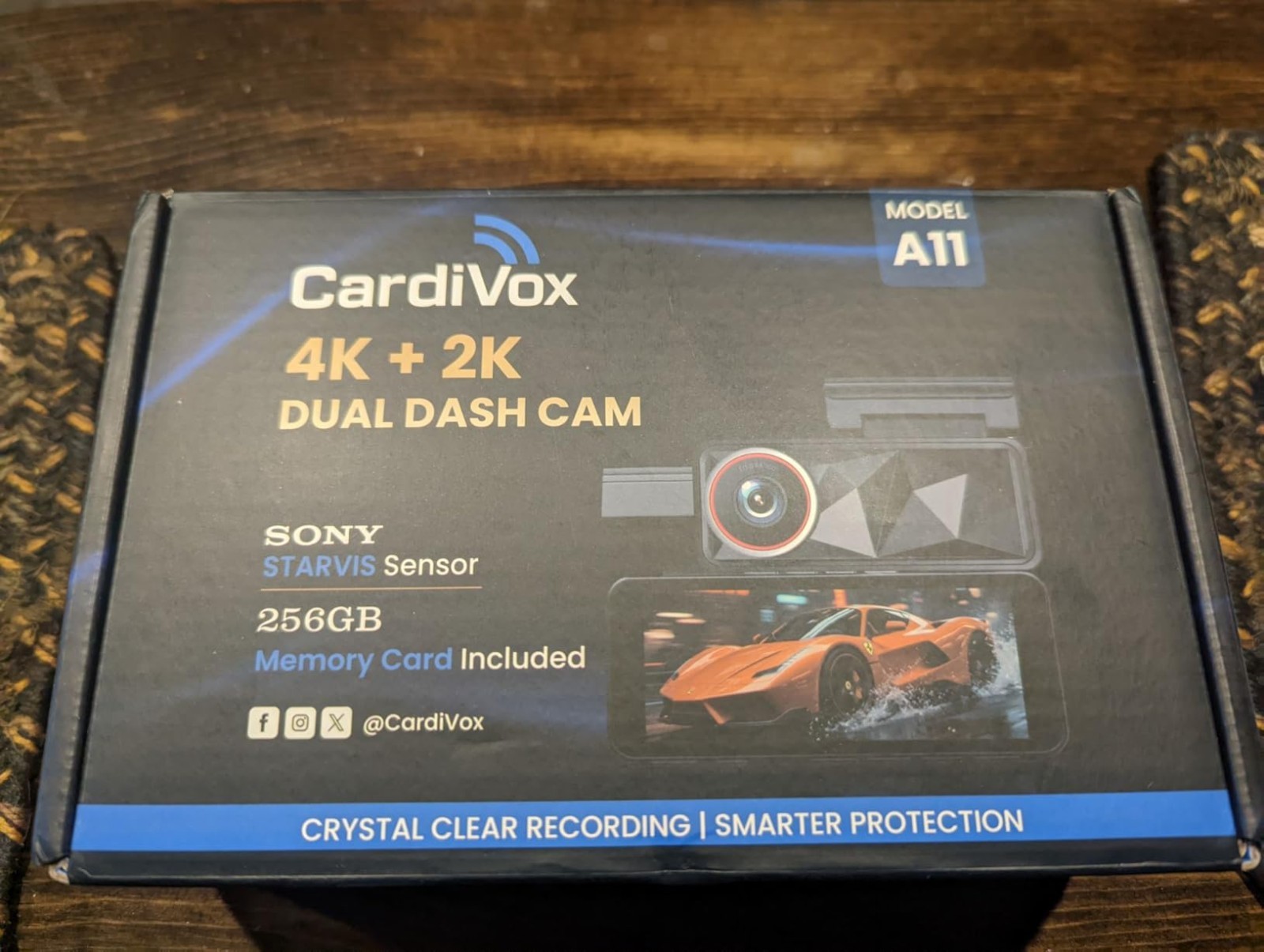 CardiVox A11 4K Dash Cam Front + 2K Rear Dash Cam, Sony STARVIS, WiFi GPS, 256GB